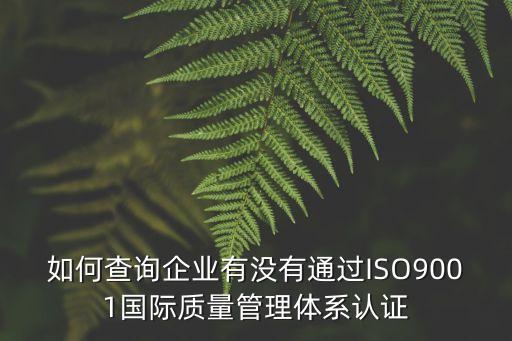 如何查詢企業(yè)有沒有通過ISO9001國際質(zhì)量管理體系認證